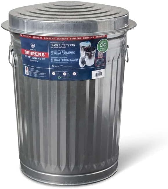 Behrens Galvanized Steel Trash Can, 20 Gallon