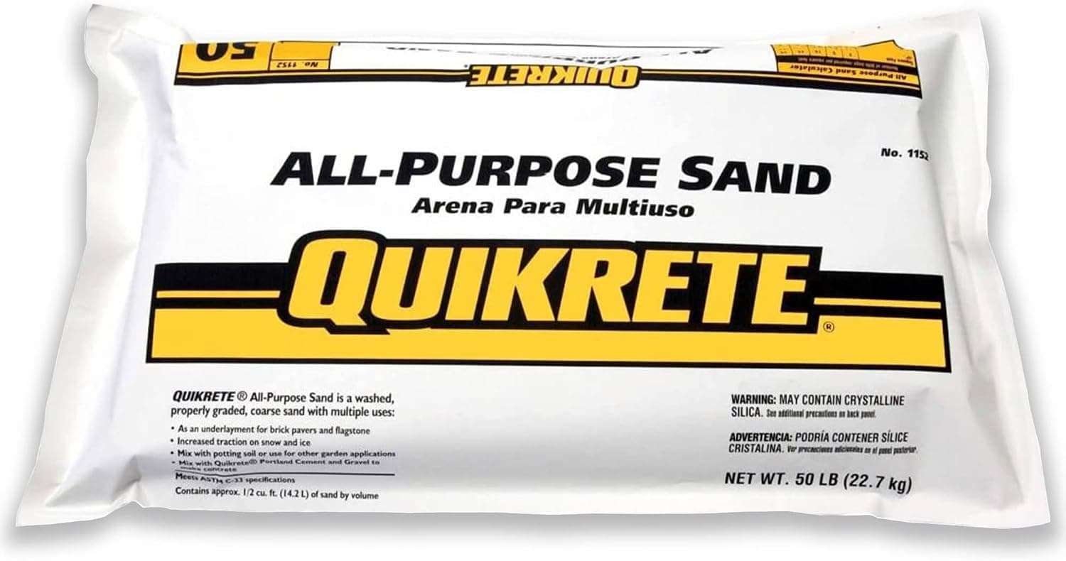 QUIKRETE All Purpose Sand for Potting Soil, Concrete Mix, Traction on Snow and Ice, Brick Pavers, Graded Coarse, 50 Pound Bag