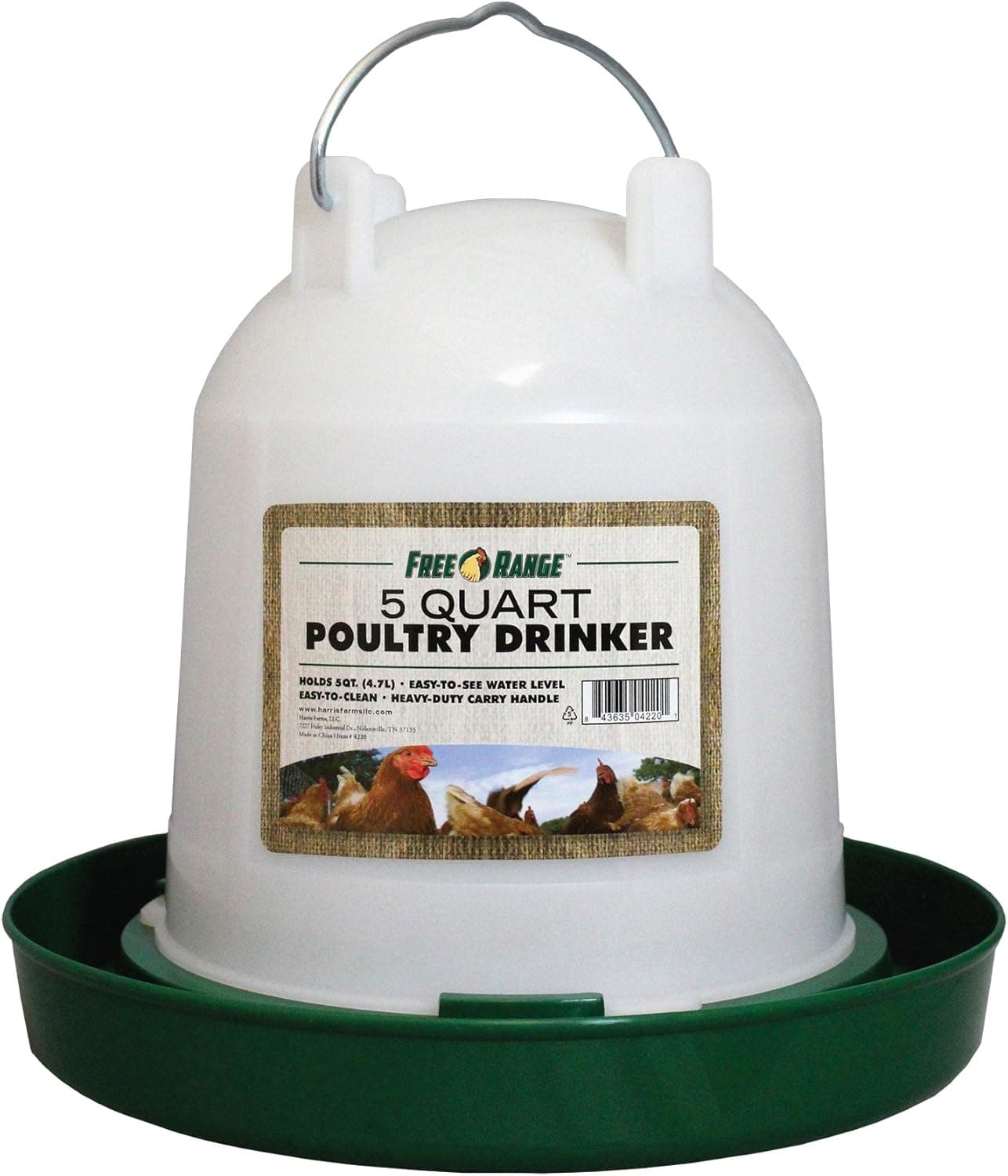 Harris Farms 1000261 Plastic Poultry Drinker, 5 Quart