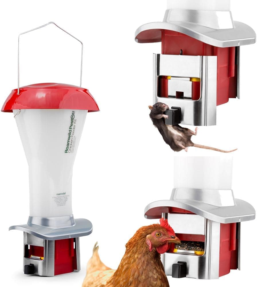 Roamwild Rat Proof Chicken Feeder Kit, Weather Proof Poultry Feeder, 8 lbs Capacity