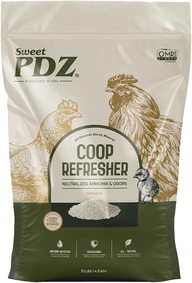 Sweet PDZ Coop Refresher, Zeolite Odor Eliminator for Chicken Coop Bedding, 10 lbs