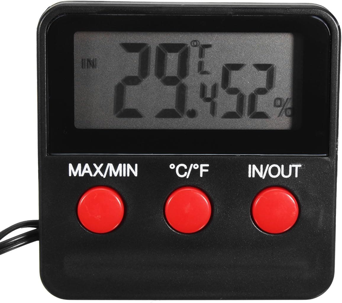 Digital Thermometer Hygrometer Humidity Meter with Probe for Egg Incubator and Pets