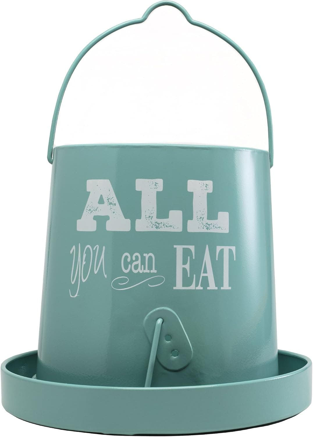 SummerHawk Ranch Galvanized Poultry Feeder, Vintage Teal Hanging Chicken Feeder, 15 lb
