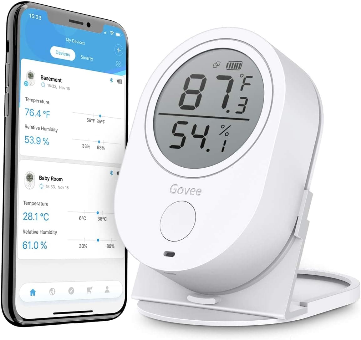 Govee Bluetooth Thermometer Hygrometer, Indoor Digital Humidity Temperature Monitor with App Alert