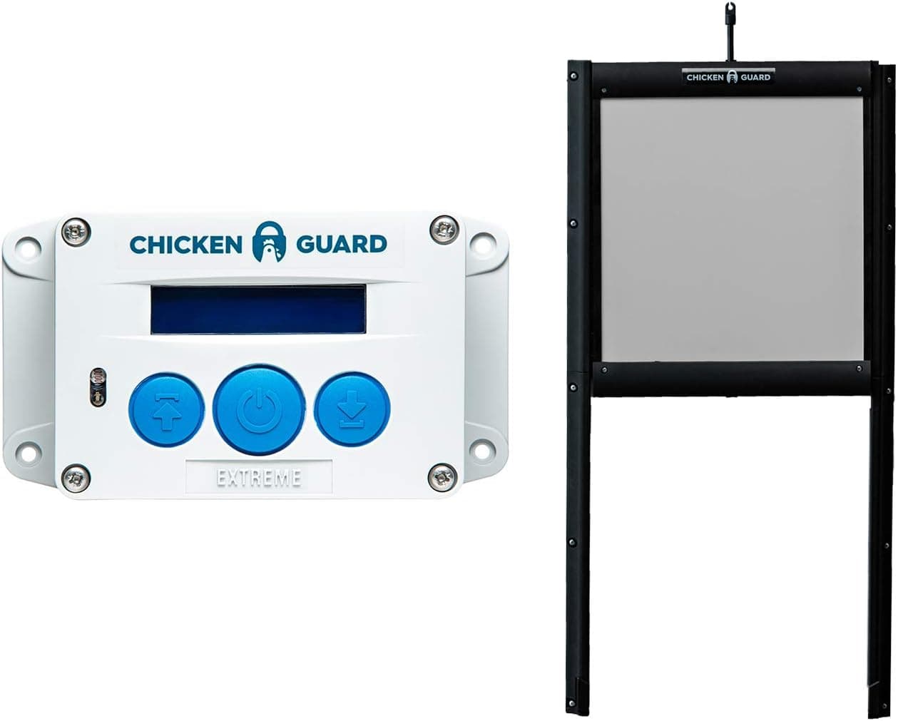 CHICKENGUARD Extreme Waterproof Automatic Chicken Coop Door Opener and Closer with Timer and Light Sensor Plus Predator Resistant Self Locking Pop Hole Door Kit
