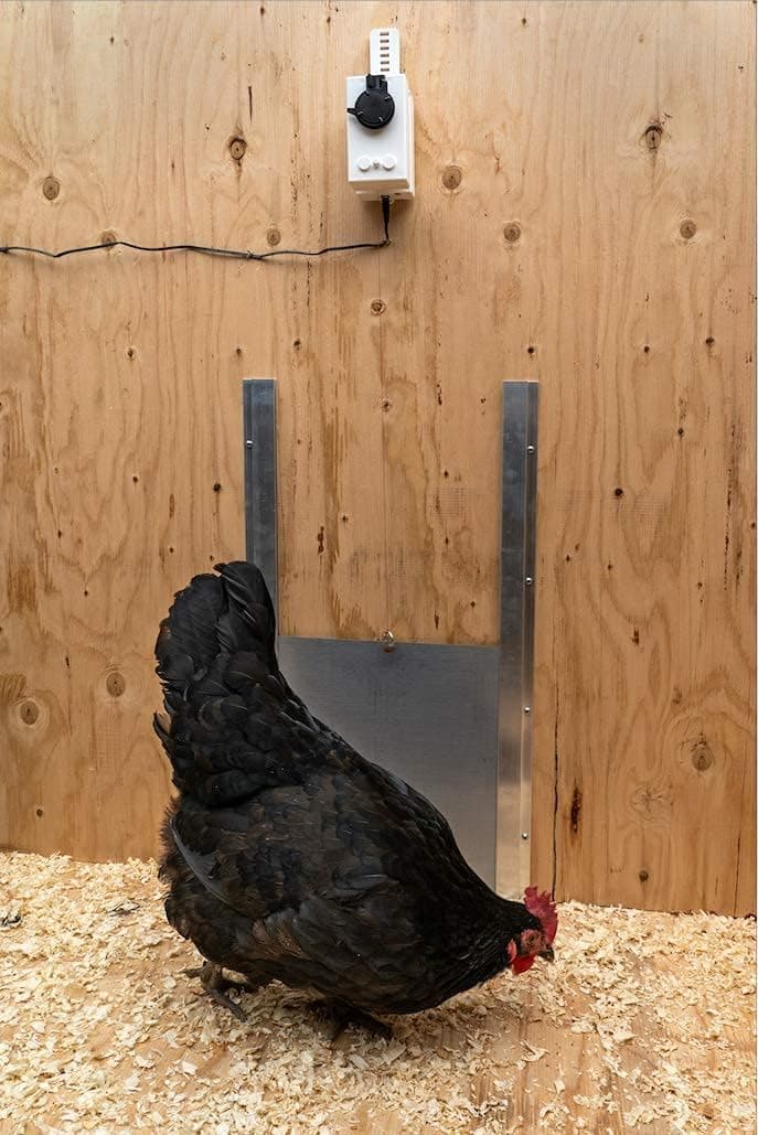 Automatic Chicken Coop Door Opener with Motor and Timer, Heavy Duty Made in USA Auto Pop Door Opener, Metal