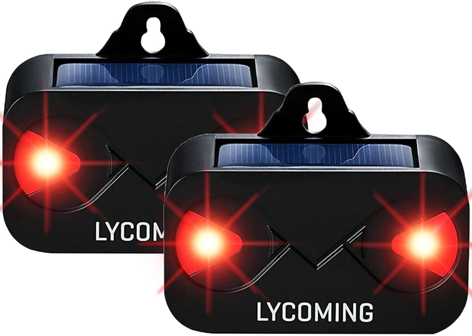 Lycoming Nocturnal Animals Coyote Deterrent Skunk Raccoon Deer Repellent Devices, Solar Predator Control with Red LED Strobe Lights, 2 Pack