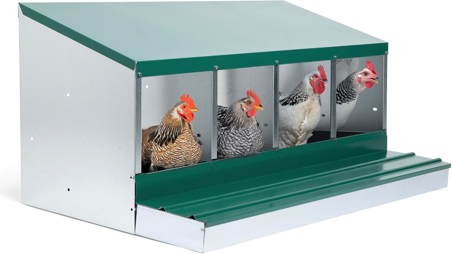 Homestead Essentials Deluxe Metal 4 Compartment Forward Rollout Hen and Chicken Nesting Box