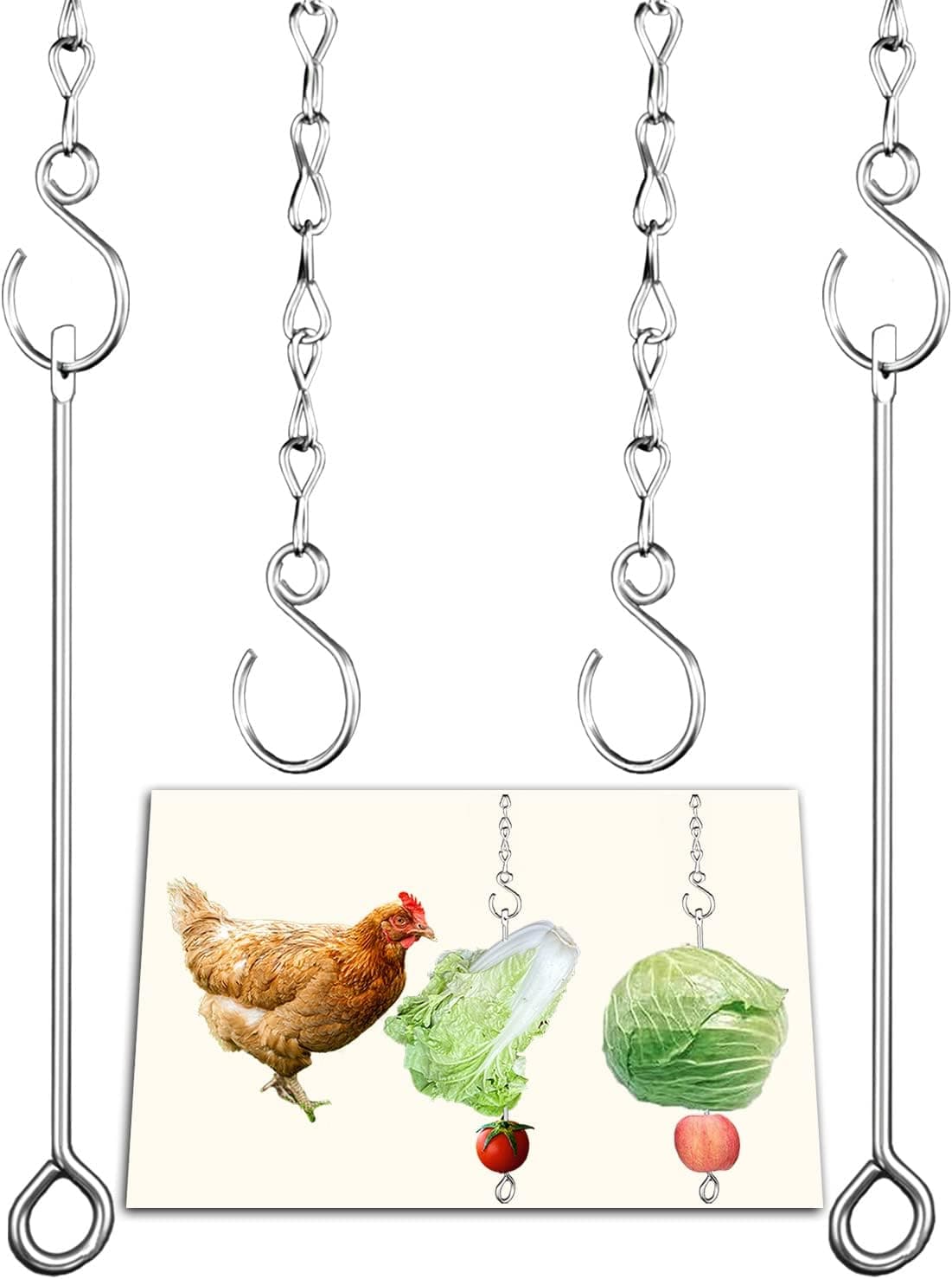 Chicken Vegetable Hanging Feeder Toy for Hens, Chicken Veggies Skewer Fruit Holder for Hens and Large Birds