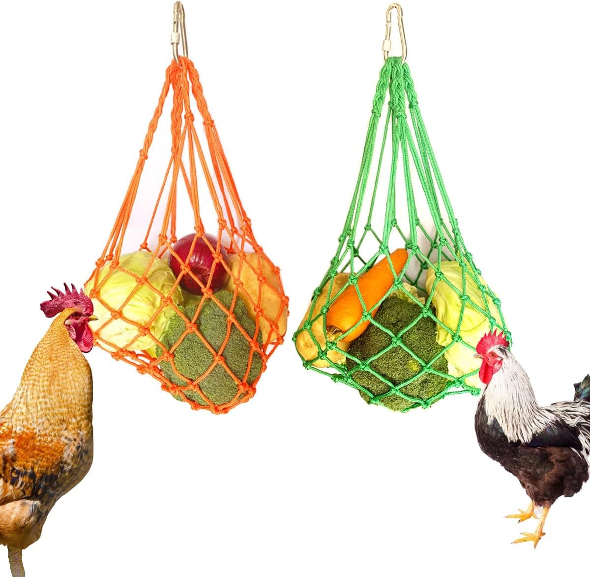 CooShou Chicken Vegetable String Bag Poultry Fruit Holder Cabbage Feeder Treat Feeding Tool with Hook