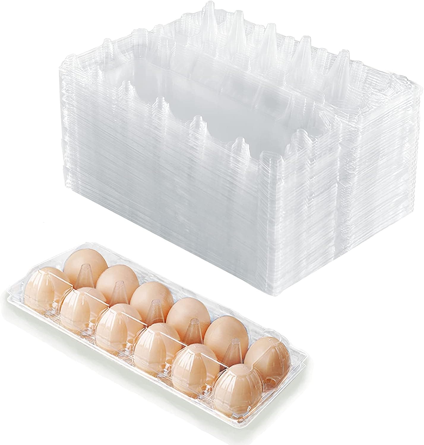 HILELIFE 40 Pack Clear Plastic Egg Cartons Bulk Holds Up to 12 Eggs