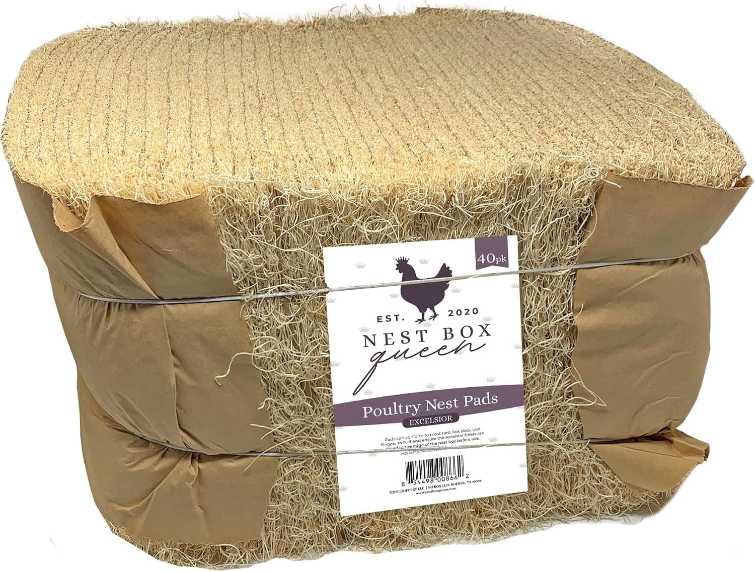Nest Box Queen Excelsior Nest Box Pads for Hens, 13 Inch x 13 Inch, 40 Pack