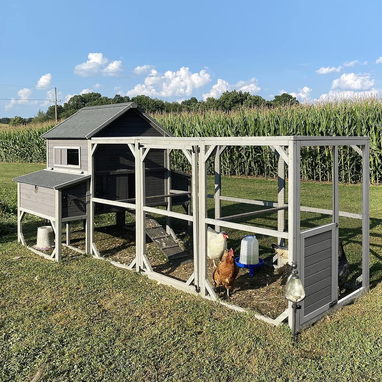 GUTINNEEN Large Chicken Coop 135in Chicken House with Run Wooden Hen House Poultry Cage with 6 Large Nesting Boxes for 10-15 Chickens