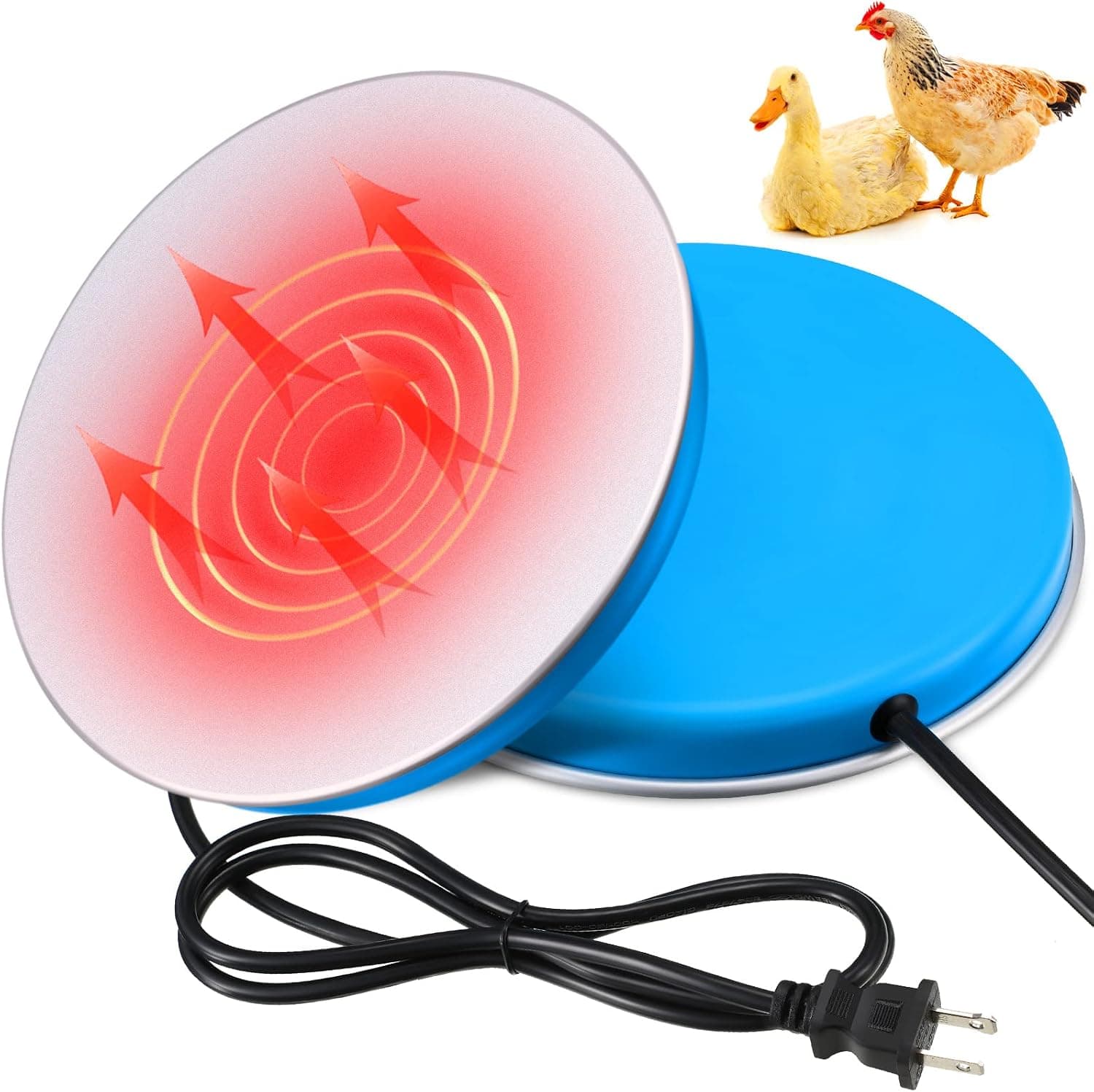 Heated Chicken Waterer Poultry Water Heater Warmer Base 110v Electric Deicer with 59 Inch Cord (Large, 65W)