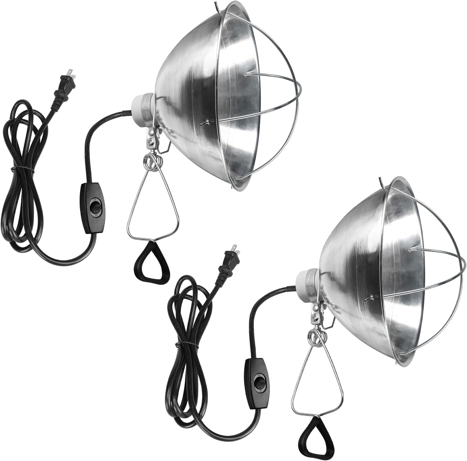 Simple Deluxe Clamp Lamp Light Socket with 10.5 Inch Aluminum Reflector and Bulb Guard, Max 250 Watt, 2-Pack