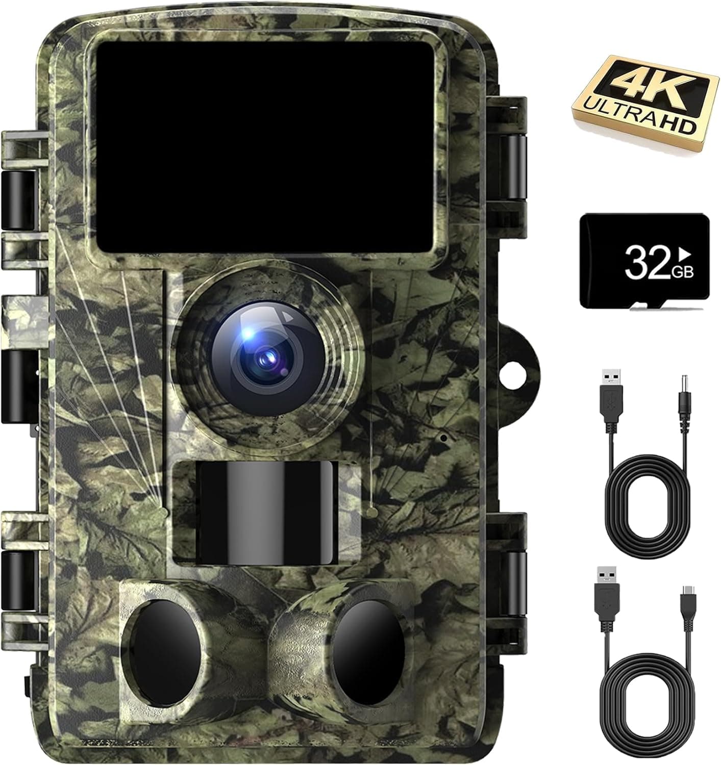 Trail Camera 4K 48MP Game Camera with Night Vision, 0.05s Trigger Motion Activated, IP66 Waterproof, 130 Degree Wide-Angle, 46pcs No Glow Infrared LEDs