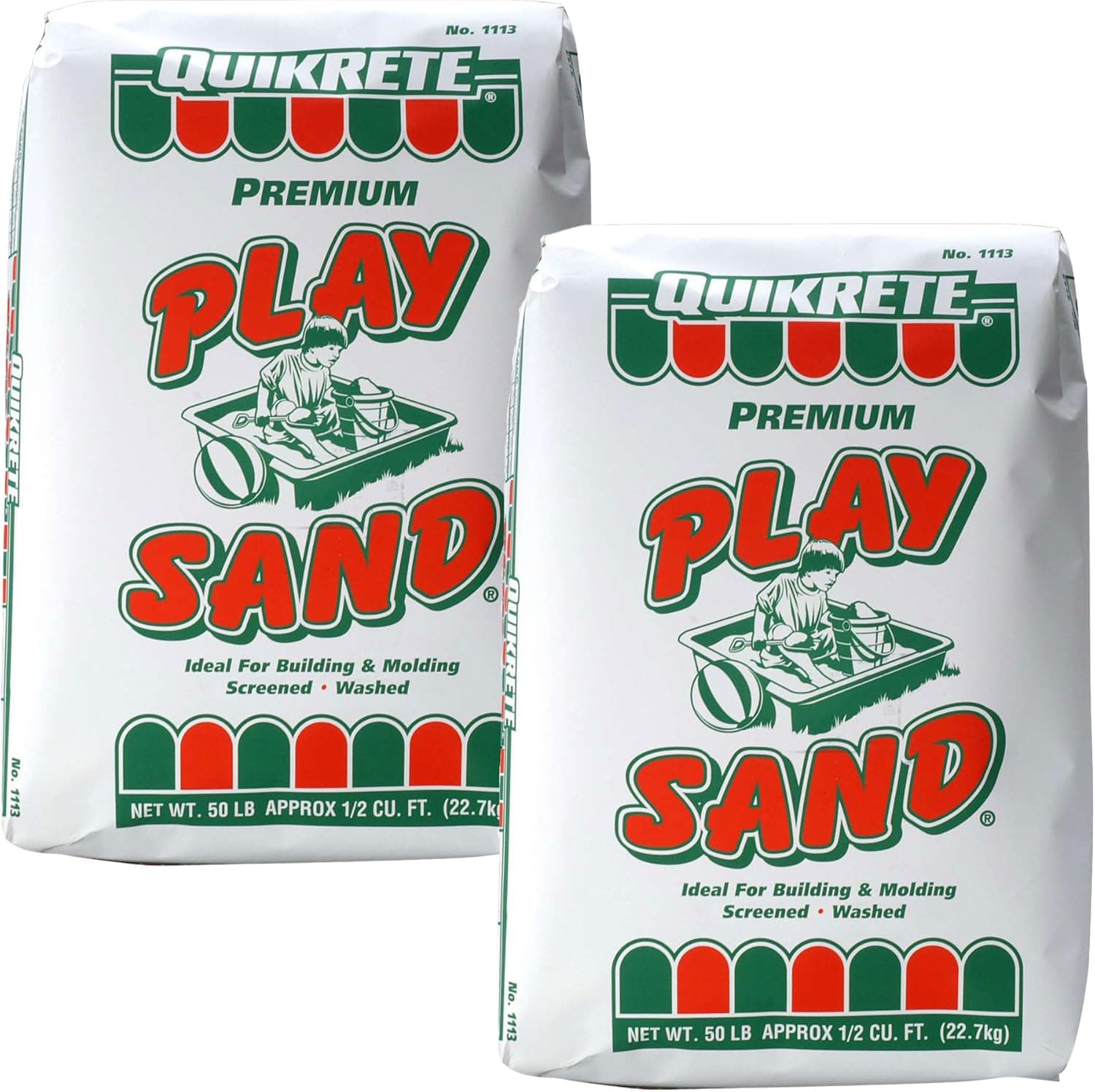 QUIKRETE 50 Lbs Natural Washed, Screened, and Dried Soft Play Sand for Sandboxes, Landscaping or Litter Boxes, Natural Tan Color (2 Pack)