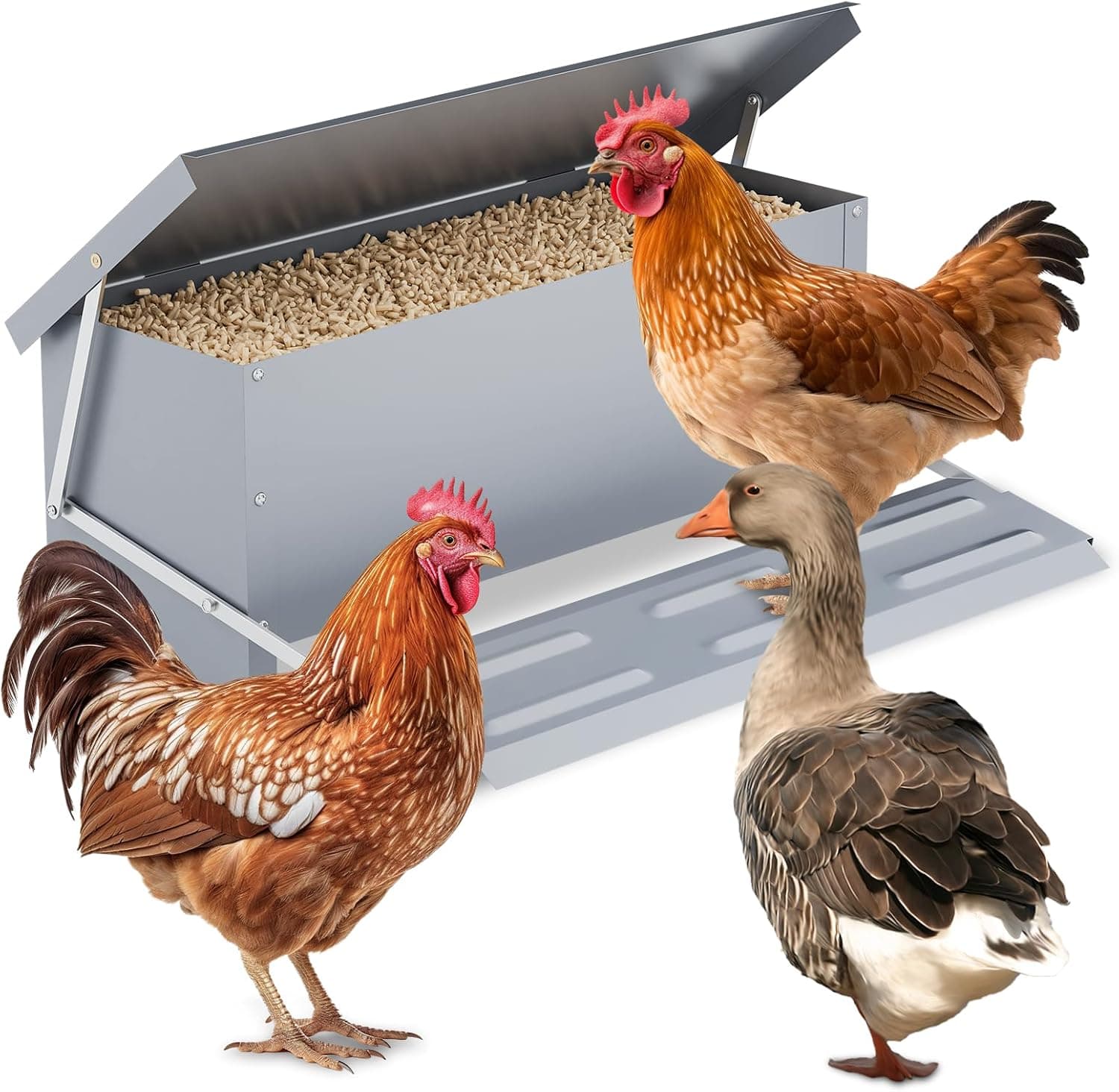 MoNiBloom 22 lb Automatic Treadle Chicken Feeder with Weatherproof Lid for Chicken and Duck