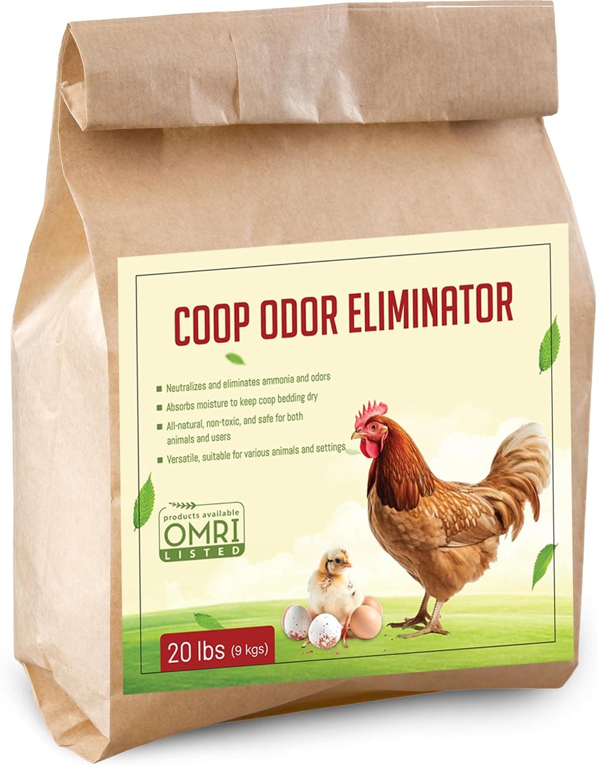Spanielbuns Coop Odor Eliminator - Chicken Coop Refresher - All Natural Mineral Absorbs & Eliminates Moisture & Ammonia, Stall Coop Barn Deodorizer, Safe for All Fowl