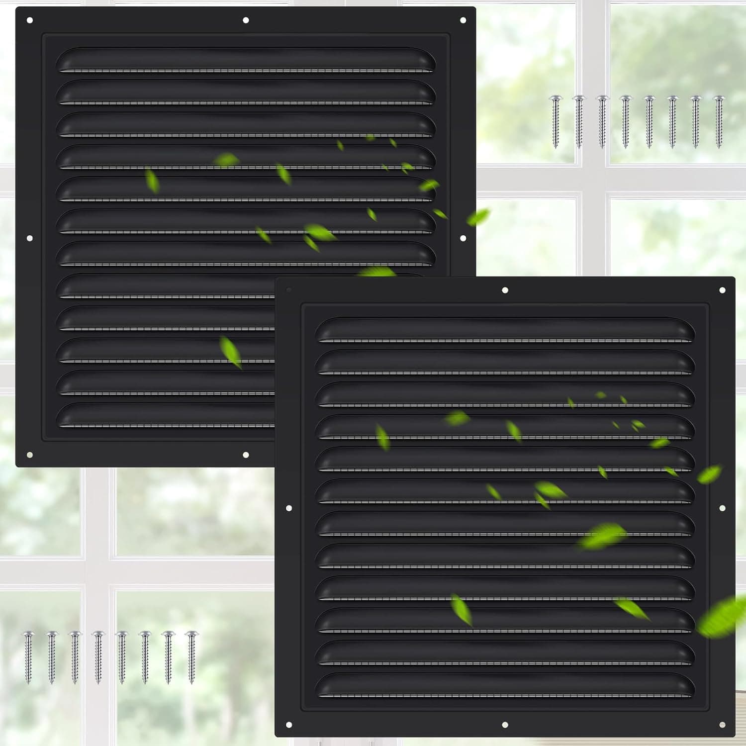 Yaocom 2 Pcs Aluminum Attic Vents 10" x 10" Metal Gable Wall Mesh Shed Vent with Screen