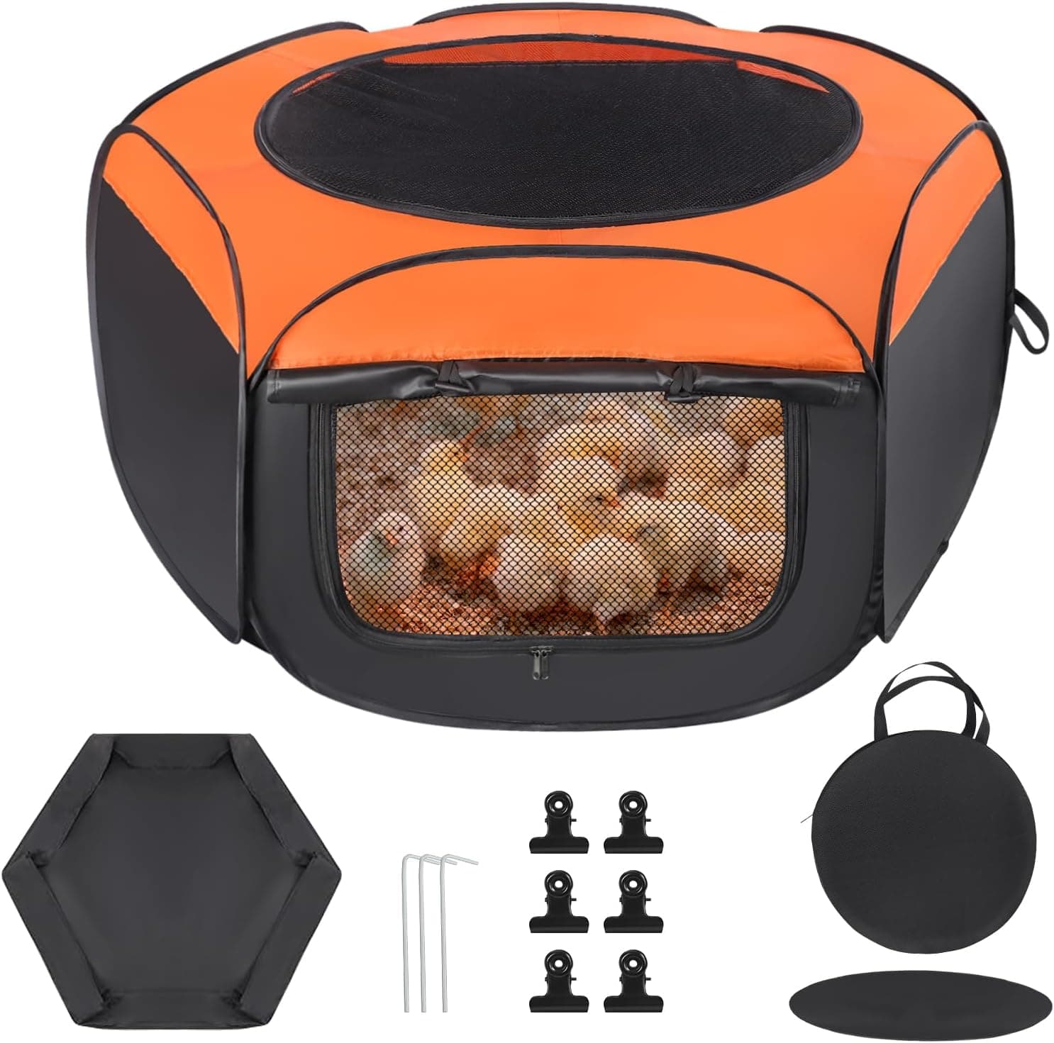 Chick Brooder Box, Upgrade Double Door Brooder Box for Chick Starter Kit, Pop-Up Baby Chicken Pen Supplies Brooding Up to 15 Baby Chicks, Duck and Quail