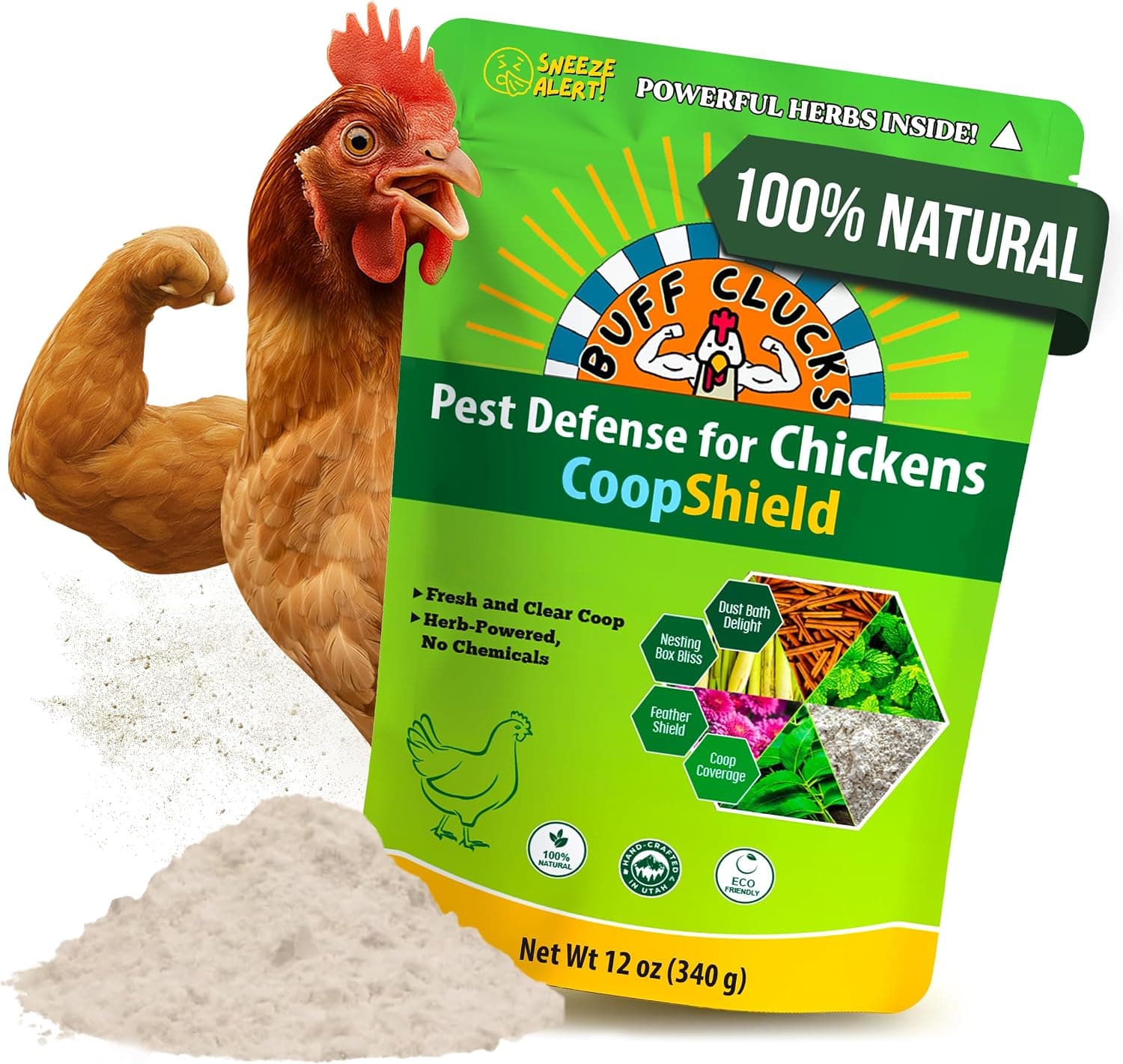 Buff Clucks Dust Bath Herb Blend for Chickens, 12 oz