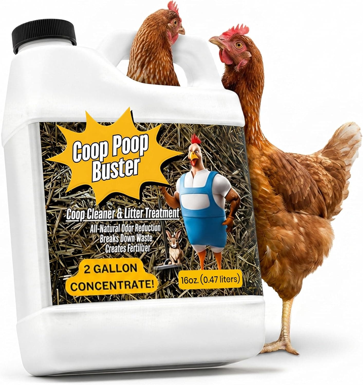 Coop Poop Buster - Chicken Coop Cleaner and Ammonia Odor Eliminator, 16 oz Concentrate