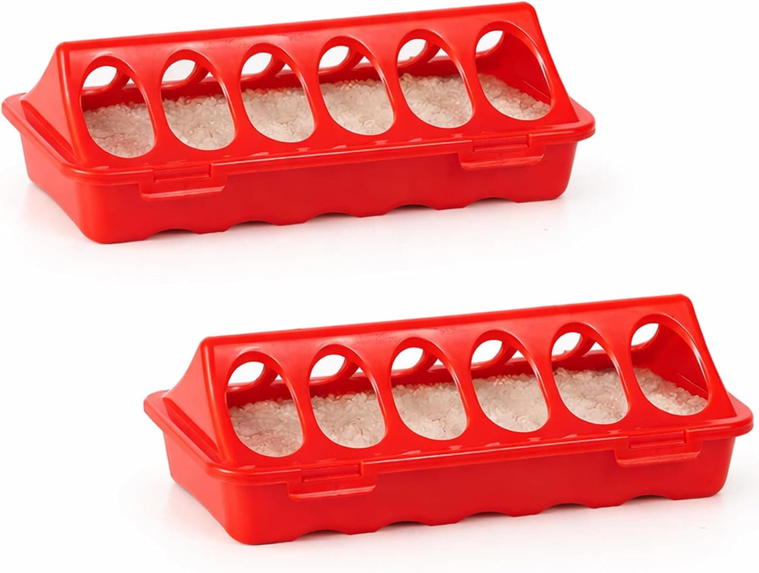 2 Pcs Chick Feeder Trough, 8 Inch Plastic Flip-Top Poultry Feeders, No Waste Spill-Proof Feeder for Baby Chicken and Quail