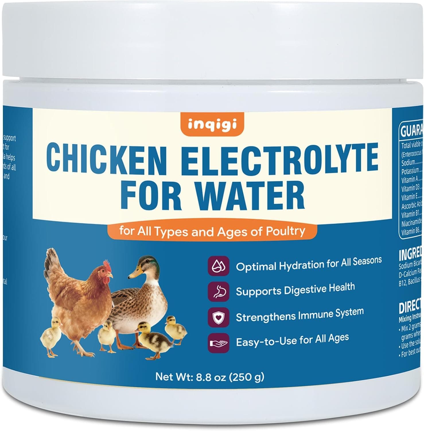 Chicken Electrolytes for Water, Poultry Vitamins and Probiotics Supplement, 8.8 oz