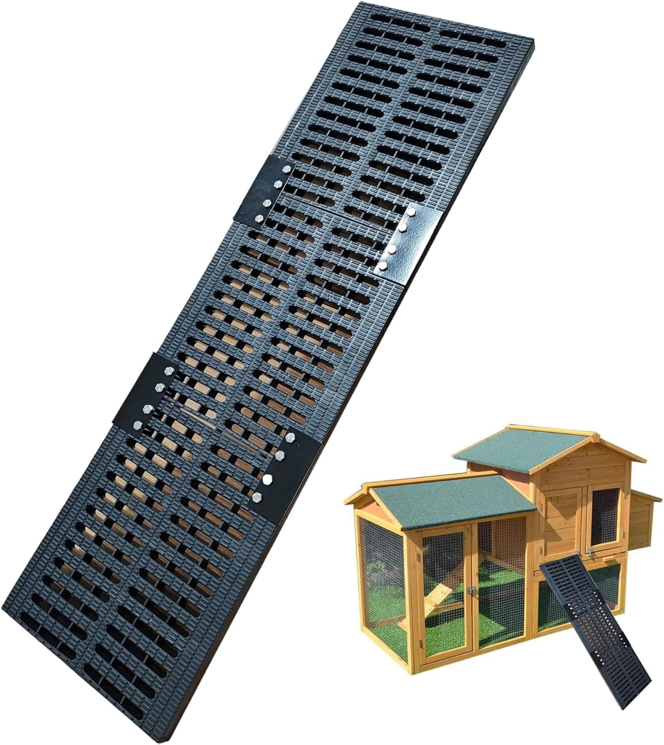 Chicken Coop Ramp for Hens, Non-Slip Heavy-Duty Chicken Ladder with Cleats, Wide Black