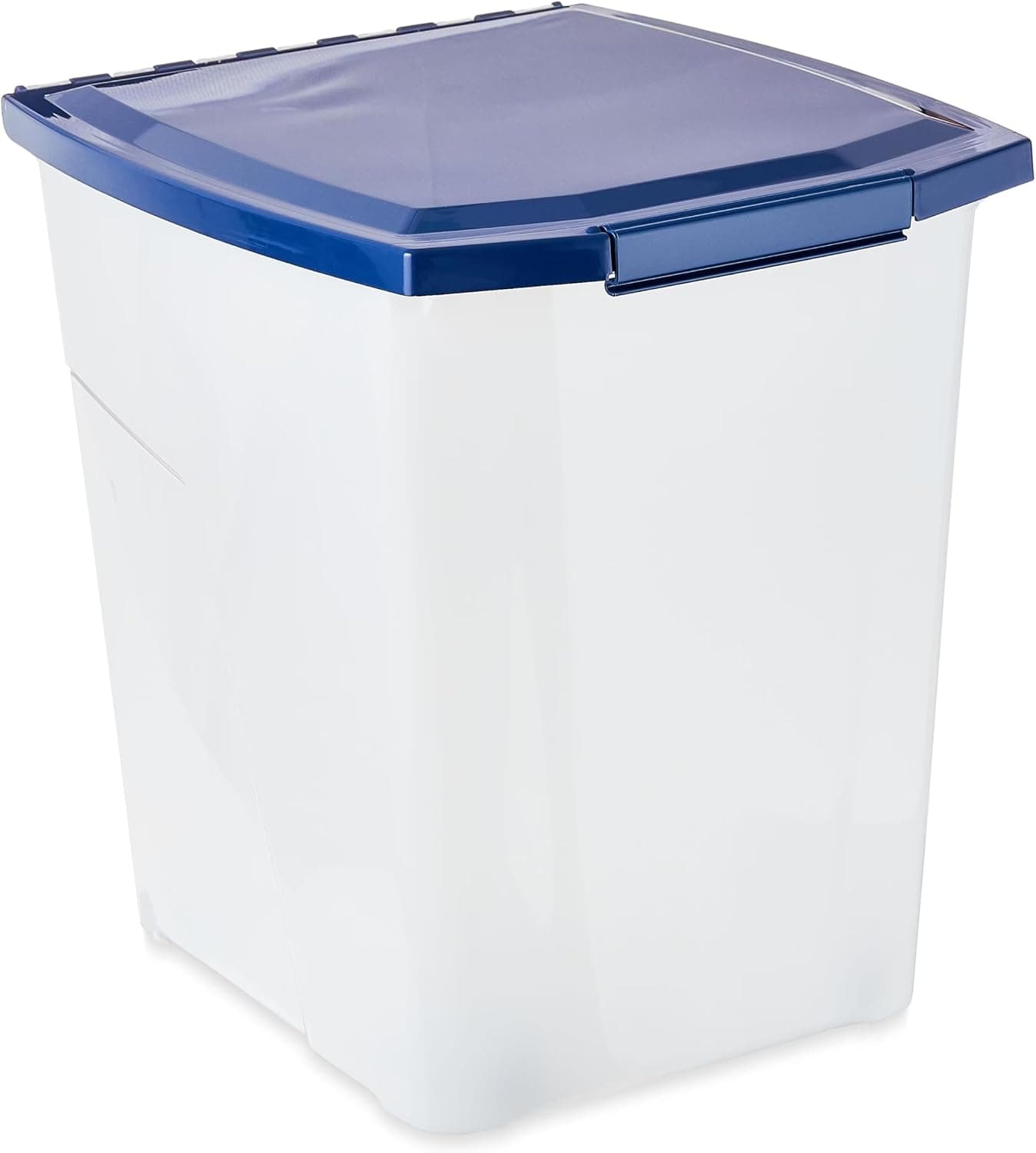 Plastic Pet Food Storage Container 50 LB with Locking Lid, Seal and Rolling Wheels, Food Safe Dry Pet Food Bin