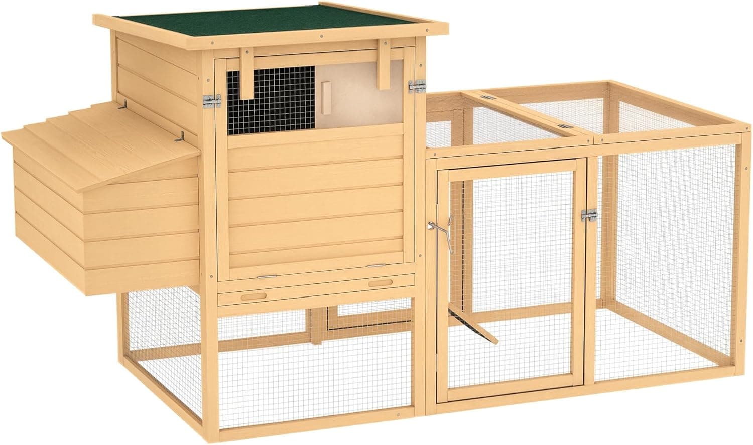 PawHut 75in Wooden Chicken Coop with Nesting Box, Outdoor Hen House with Removable Tray and Ramp Run for Garden Backyard