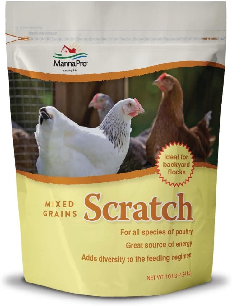 Manna Pro Ultimate Chicken Scratch Feed, Nutrient-Rich Scratch Grain Treat for Chickens and Poultry, 10 lb Bag