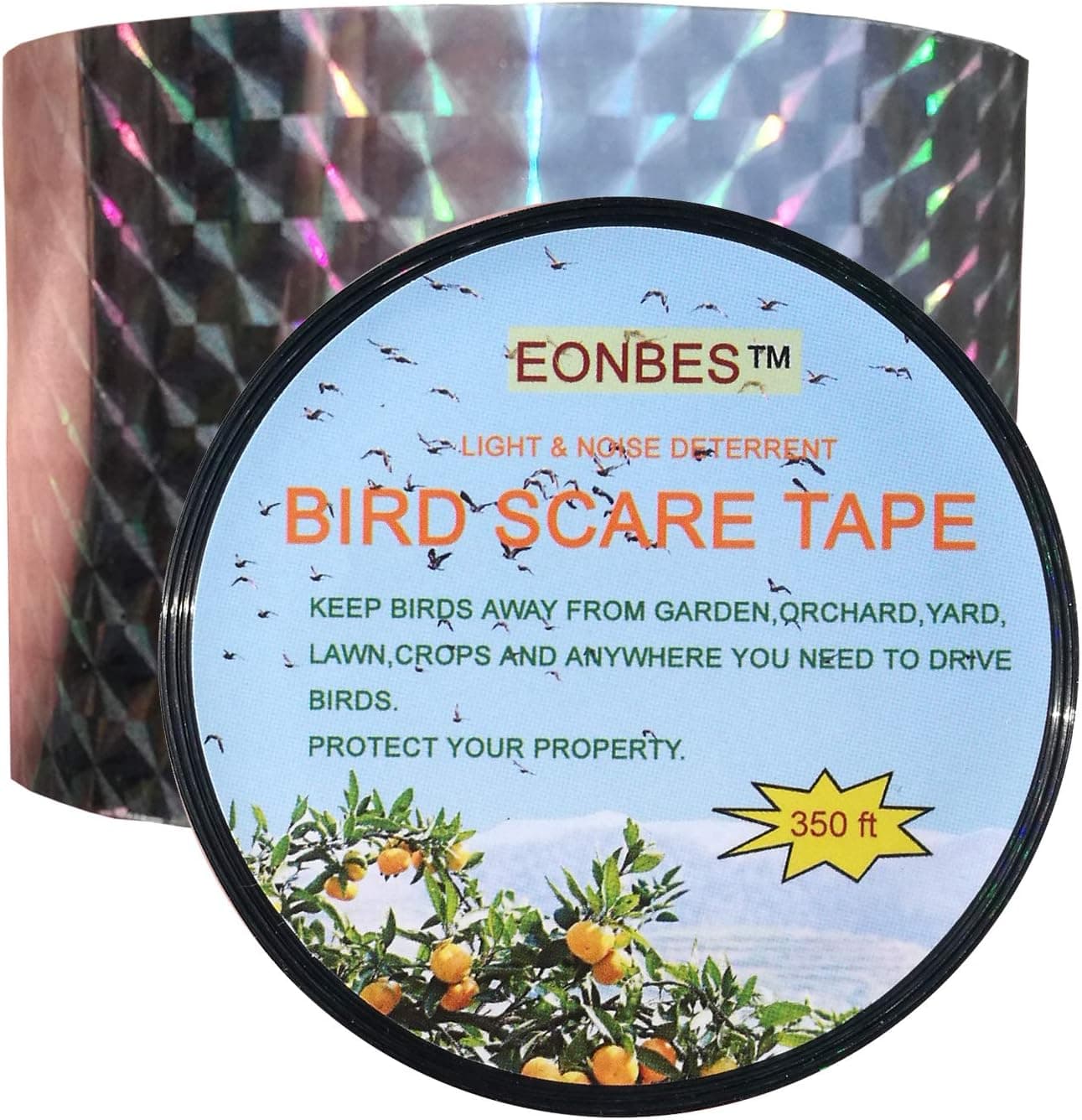 EONBES Bird Scare Reflective Holographic Ribbon, 350 Feet by 2 Inches