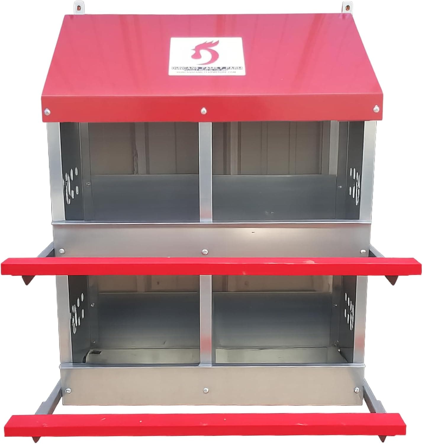 Duncan's 4 Hole Chicken Nesting Box for Laying Hens, American Made Galvanized Steel Hen Nesting Boxes