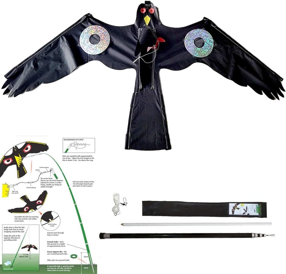 YomyRay Birds Scarer Hawk Flying Kite, Simulated Hawk Flash Reflective Scare, Wind Powered Pigeon Scarer Device for Garden and Farm