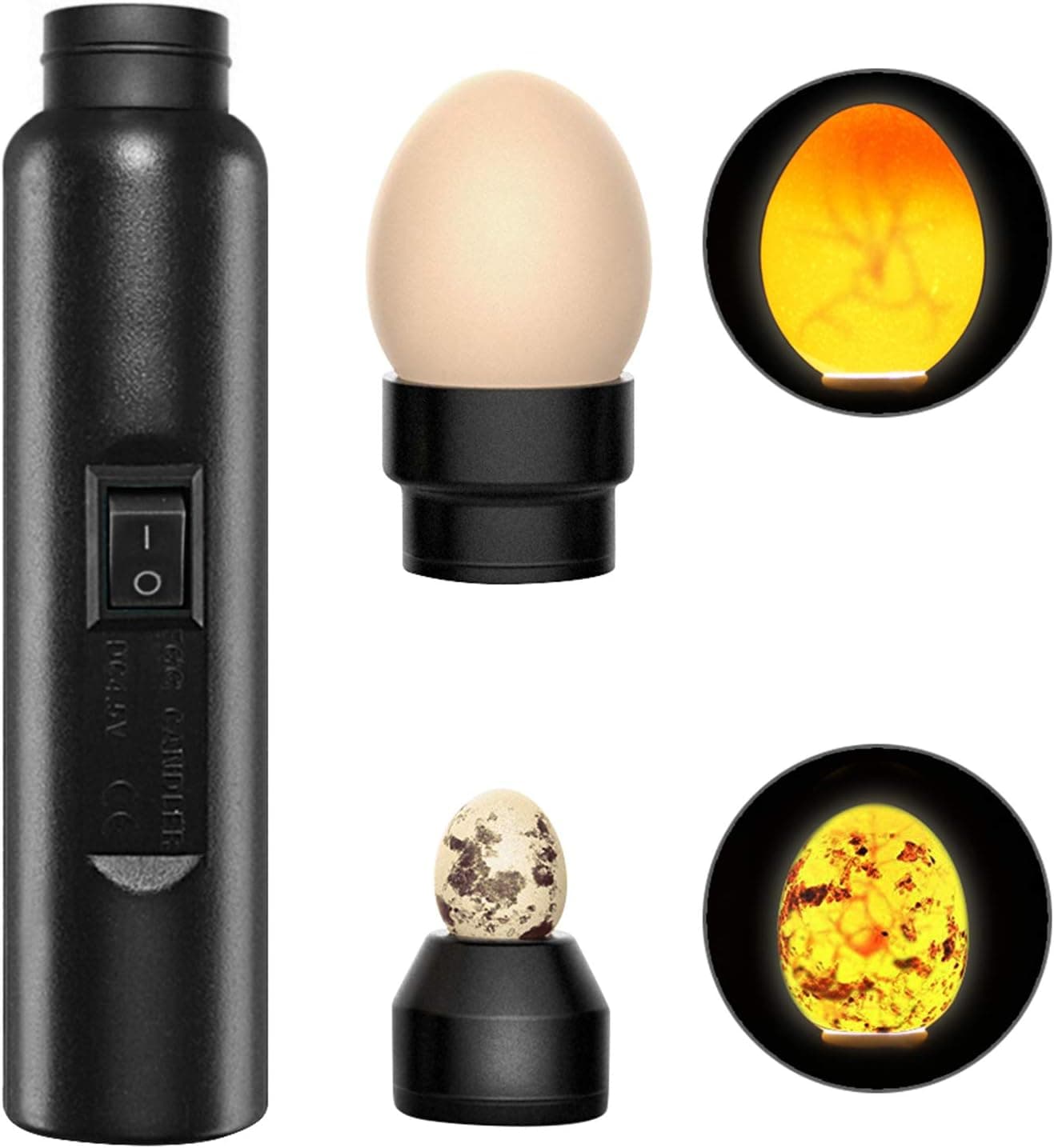 Flexzion Egg Candler Tester, Bright Cool LED Candling Lamp, Portable Battery Operated with Charger Adapter