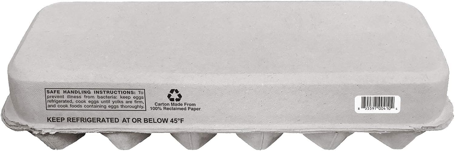 Blank 12-Egg Flat Top Paper Pulp Egg Carton with Nutrition Facts, 125 Pack