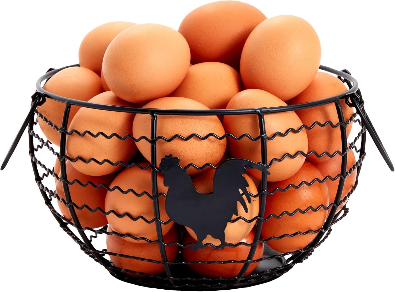 Juvale Egg Holder Countertop Wire Basket - 8.2 x 8.2 x 4.9 in, Black Iron Farmhouse Style Egg Basket Countertop Organizer for Kitchen