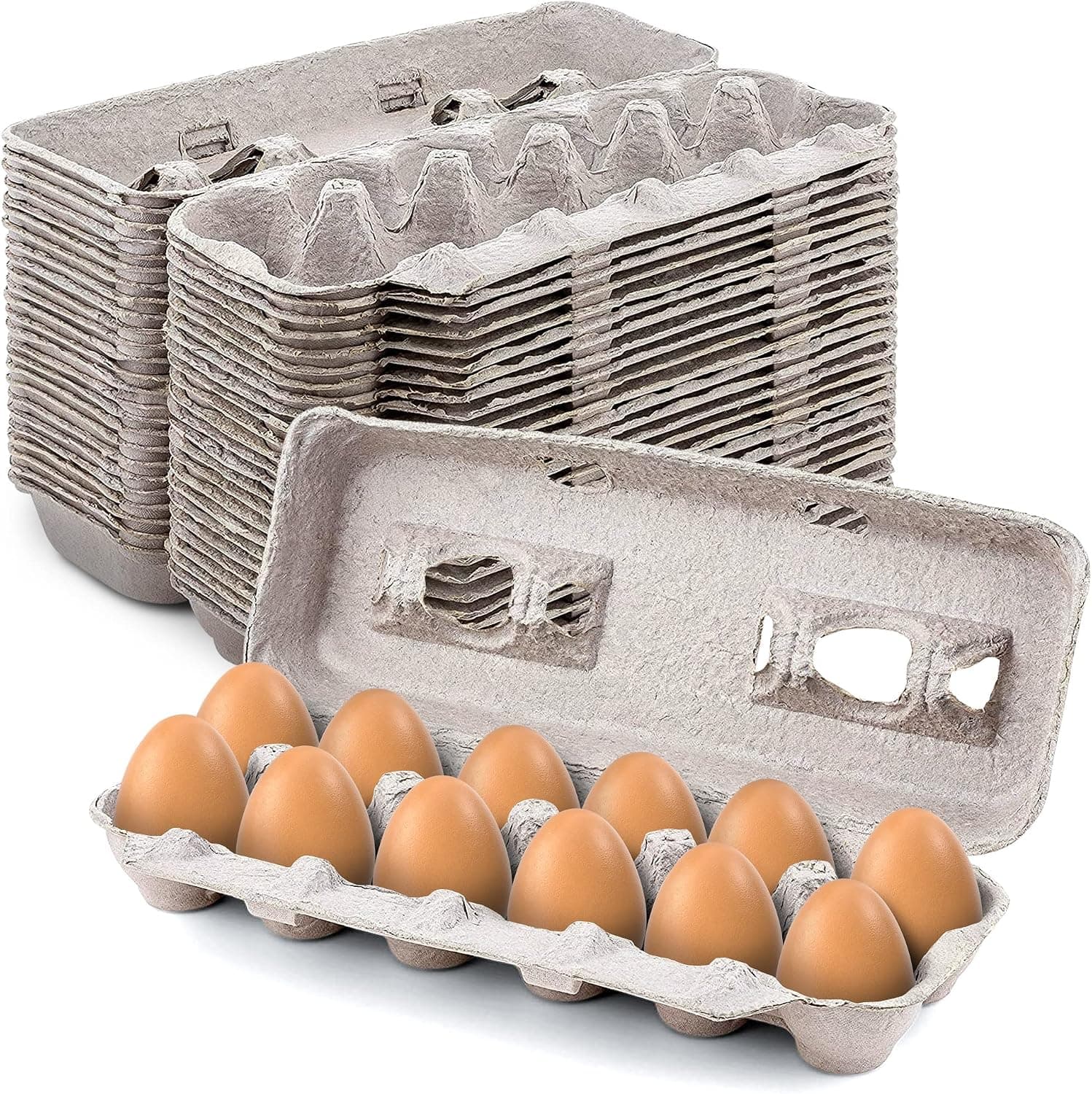 MT Products Blank Natural Pulp Egg Cartons Holds Up to Twelve Eggs, Pack of 15