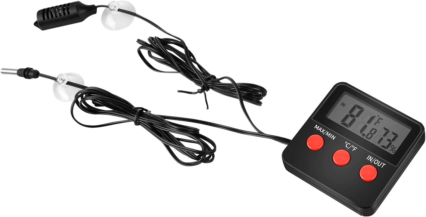 Simple Deluxe Digital Thermometer and Hygrometer with Temperature and Humidity Probe for Reptile Tank and Egg Incubator