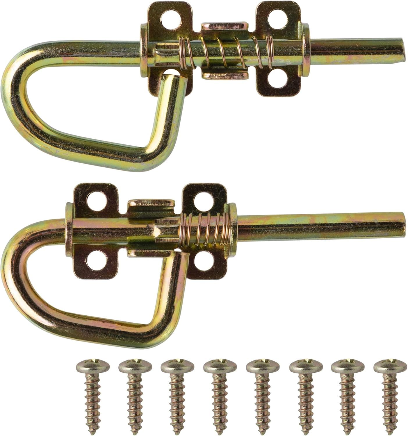 SANKINS Loop Style Spring Locking Barrel Bolts Door Latch Hardware for Sheds, Gates, Barn Doors and Chicken Coops, 1 Pair with 8 Screws
