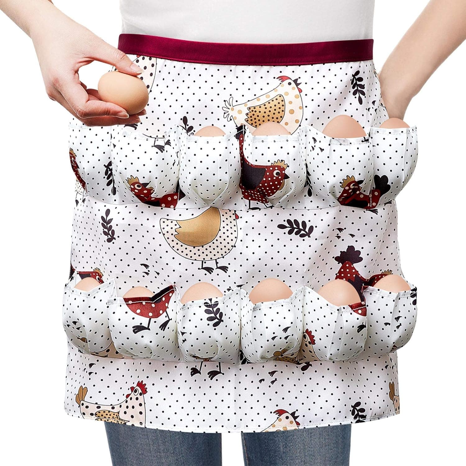Syhood Egg Apron Easter Egg Collecting Apron with 12 Deep Pockets for Chicken Duck Goose (Adult Unisex)