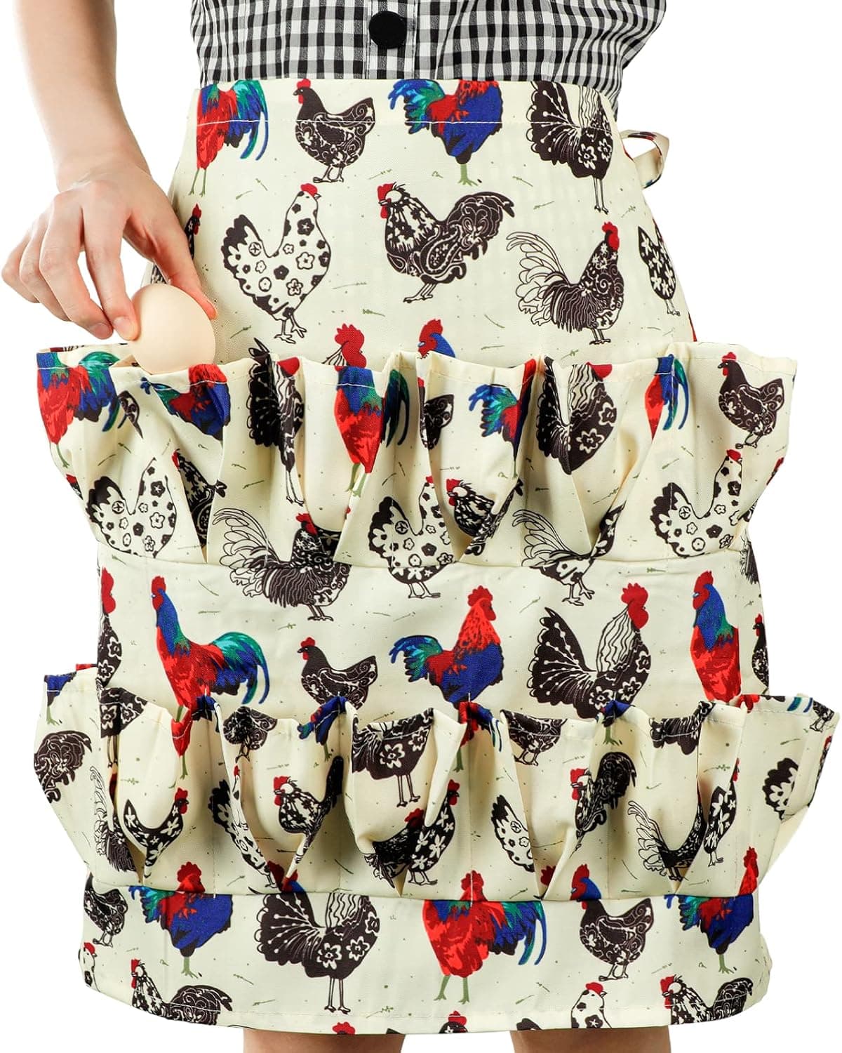 Homaisson Egg Apron, 15 Pockets Durable Canvas Egg Collecting Holding Apron Gathering for Chicken Duck Goose Eggs