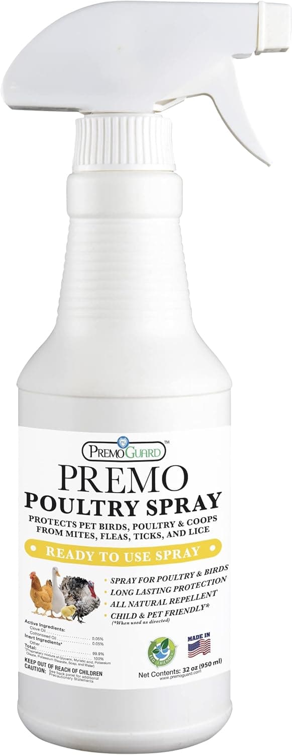 Premo Guard Poultry Spray 32 oz - Kill Scaly Leg, Mites, Fleas, Lice on Chickens and in Coops