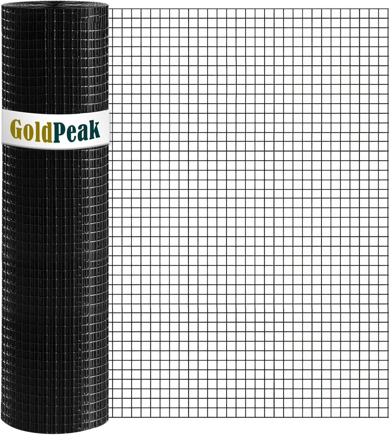 GoldPeak Hardware Cloth 1/2 inch 24 x 100 Ft 19 Gauge - Black Vinyl Coated Chicken Wire Mesh Roll, Welded Wire Fencing