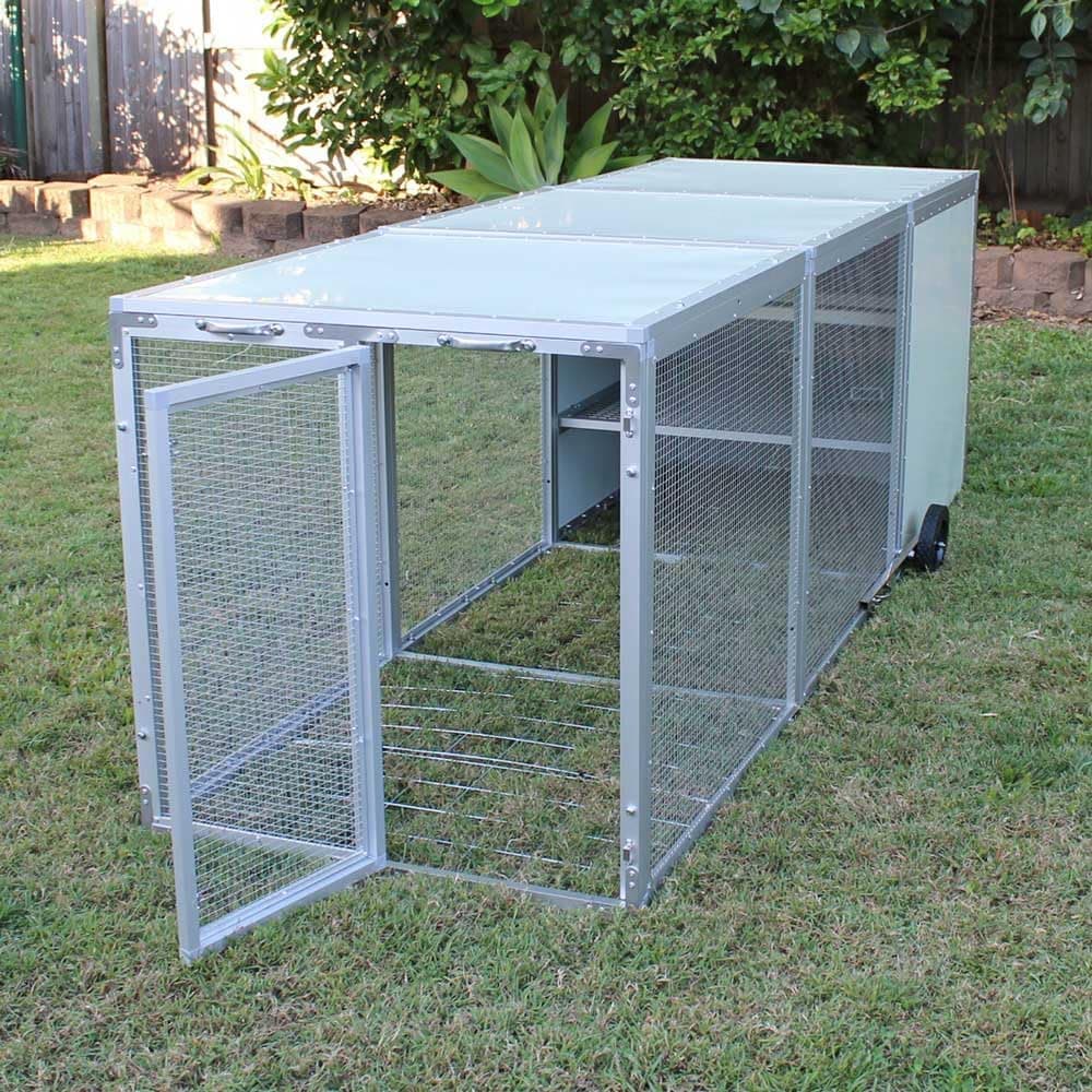Farm and Yard Chicken Coop with Wheels, 10 Year Warranty, Easy Move, Lockable, Durable, Adjustable, Grey