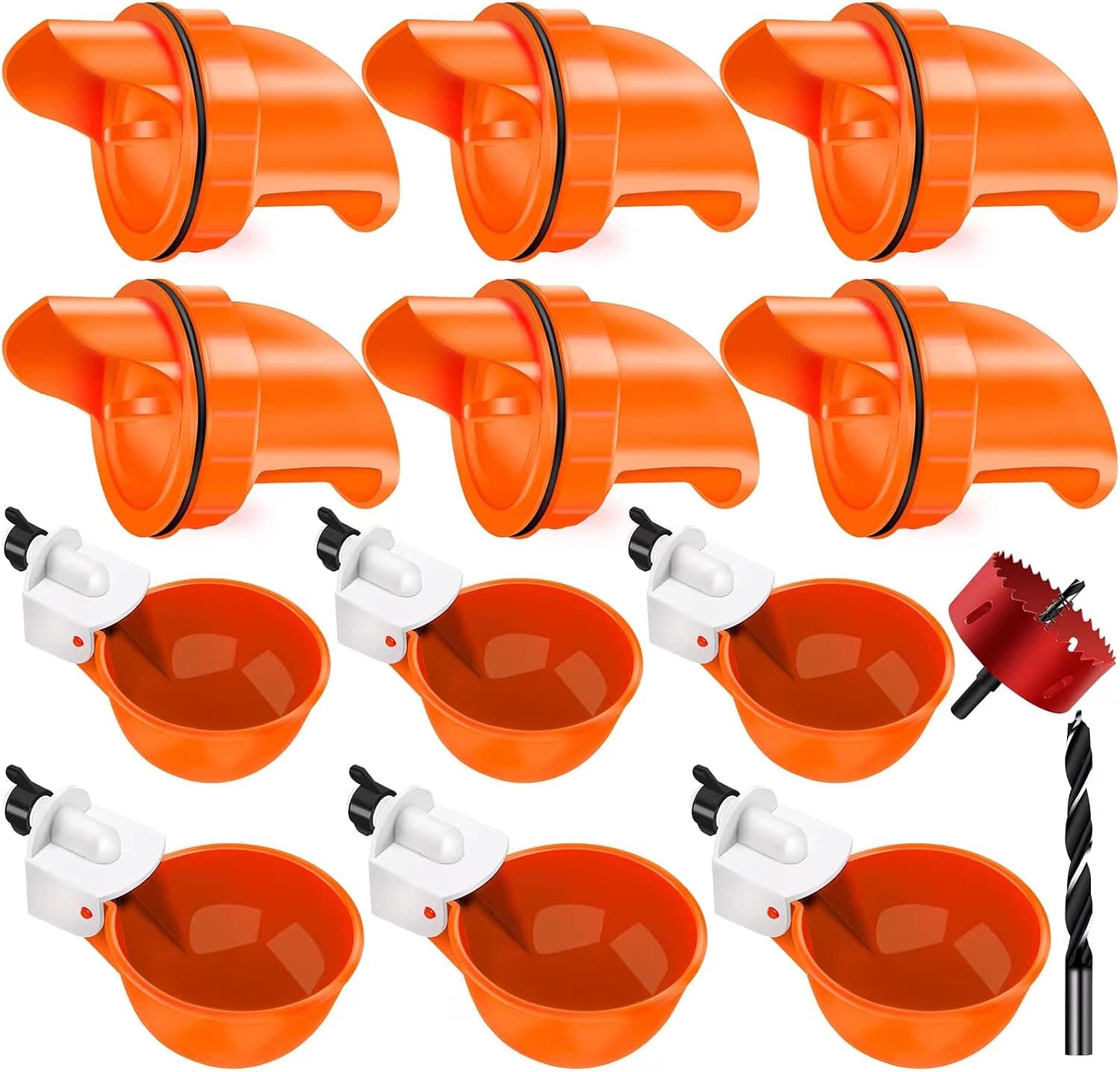 GIGULES Chicken Feeder No Waste Automatic Poultry Feeder Ports Kit, Feeders and Waterer Set