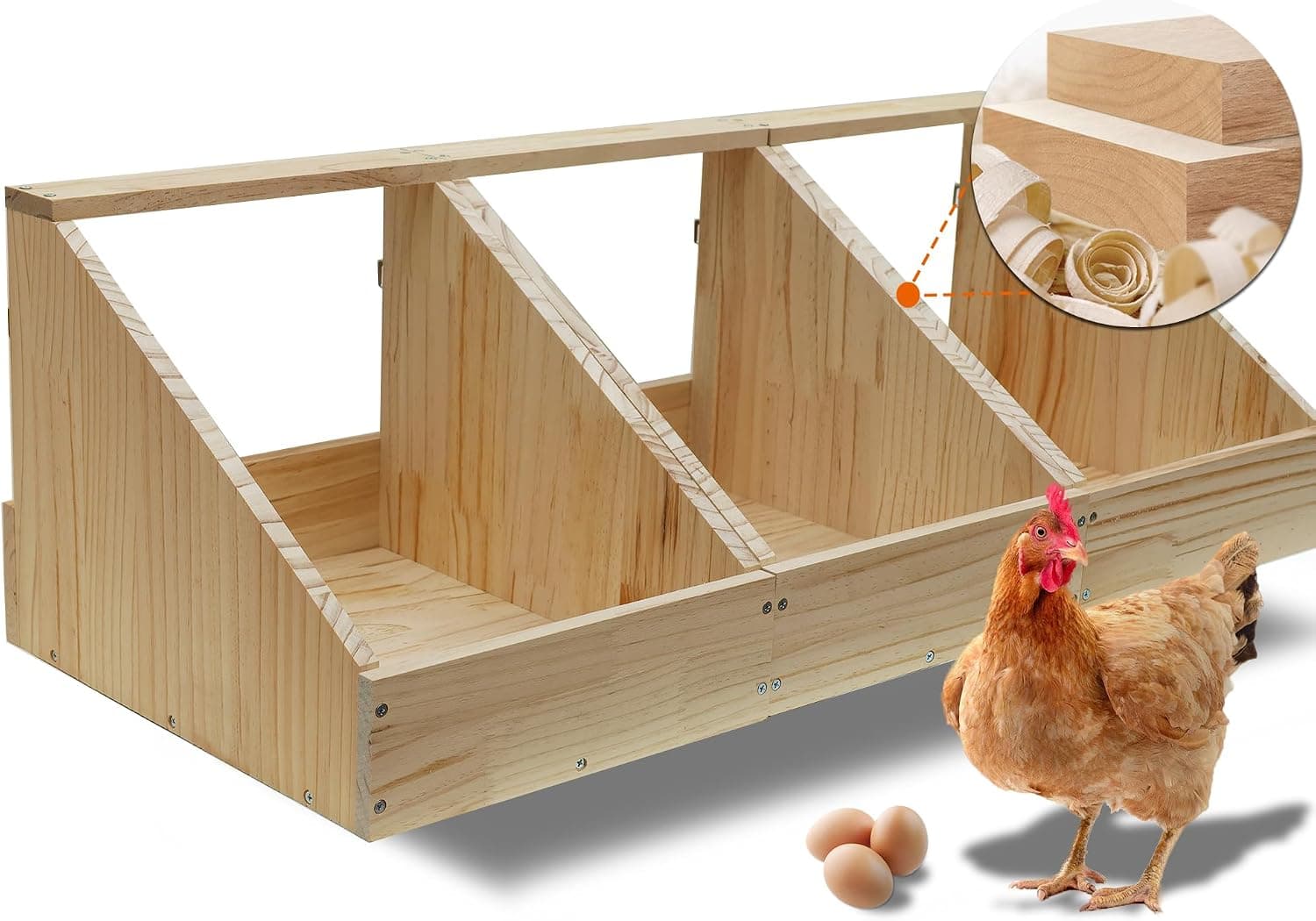 Hens Nesting Box, Chicken Nesting Boxes 3 Packs Single Compartment Solid Wood for Up to 15 Hens