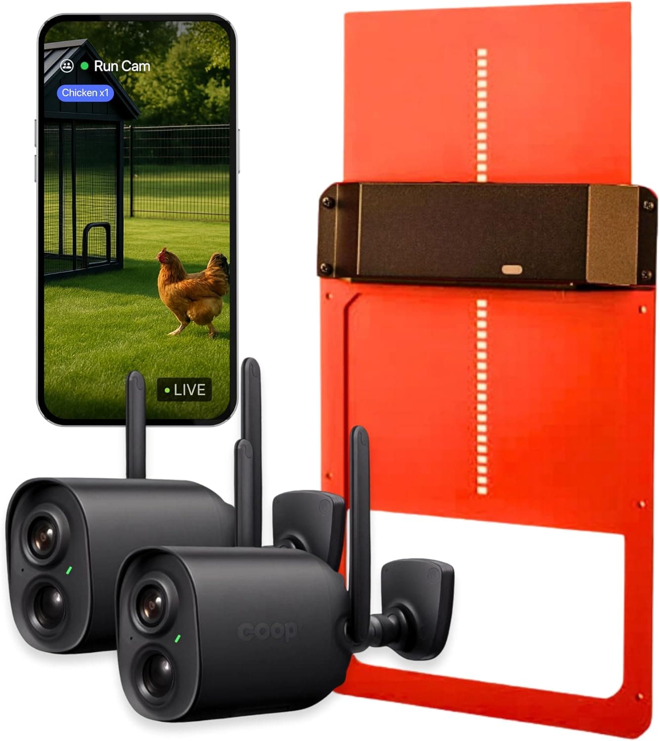 Coop Smart All-in-One Chicken Kit - Includes Automatic Door and 2 AI CoopCams for 4-6 Chickens, Solar Optional